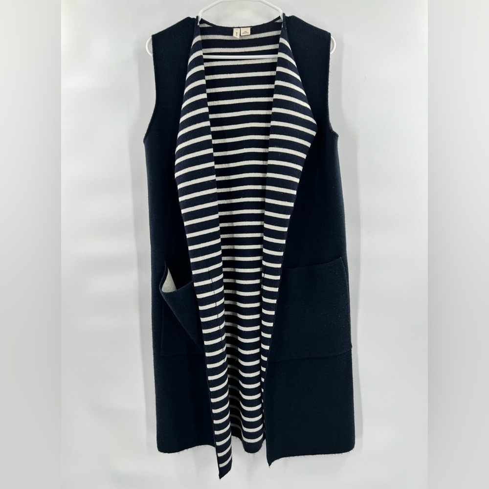 Anthropologie Moth black cardigan duster with striped lining one size